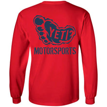 Yeti Motorsports blue logo 2-sided print G240 Gildan LS Ultra Cotton T-Shirt