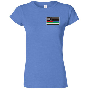 Unity Flag front, Jeeps Against Veteran Suicide back G640L Gildan Softstyle Ladies' T-Shirt