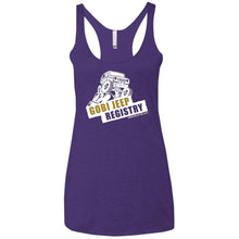 Gobi Jeep Registry white logo NL6733 Next Level Ladies' Triblend Racerback Tank