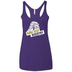Gobi Jeep Registry white logo NL6733 Next Level Ladies' Triblend Racerback Tank