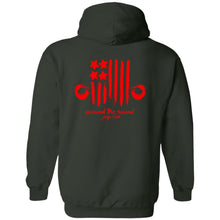 ASJC 2-sided print with Freedom flag on back G185 Gildan Pullover Hoodie 8 oz.