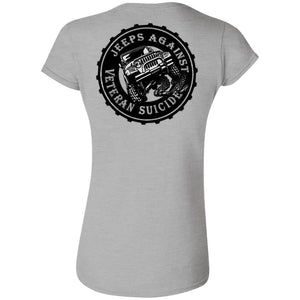 Unity Flag front & Jeeps Against Veteran Suicide back G640L Gildan Softstyle Ladies' T-Shirt
