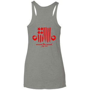 ASJC 2-sided print with Freedom flag on back NL6733 Next Level Ladies' Triblend Racerback Tank