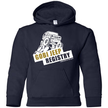 Gobi Jeep Registry white logo G185B Gildan Youth Pullover Hoodie