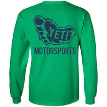 Yeti Motorsports blue logo 2-sided print G240 Gildan LS Ultra Cotton T-Shirt