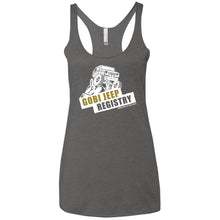 Gobi Jeep Registry white logo NL6733 Next Level Ladies' Triblend Racerback Tank