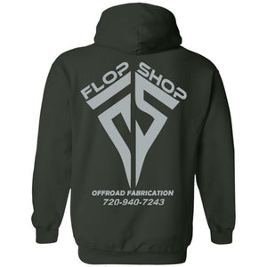Flop Shop gray logo 2-sided print G185 Gildan Pullover Hoodie 8 oz.