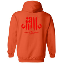 ASJC 2-sided print with Freedom flag on back G185 Gildan Pullover Hoodie 8 oz.