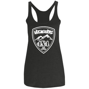 Heights 4x4 crest white logo NL6733 Next Level Ladies' Triblend Racerback Tank