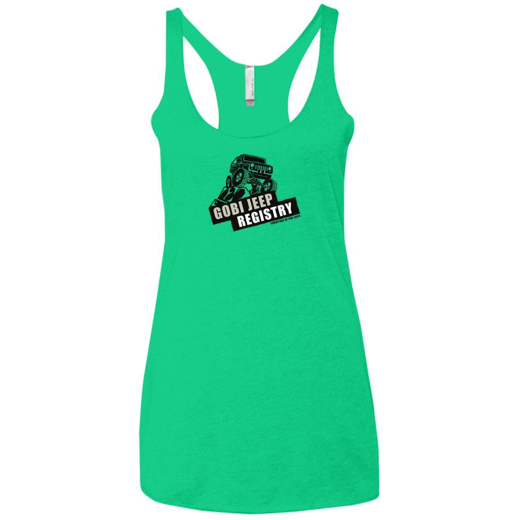 Gobi Jeep Registry Logo NL6733 Next Level Ladies' Triblend Racerback Tank