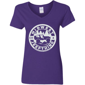 MWJT CH white logo G500VL Ladies' 5.3 oz. V-Neck T-Shirt