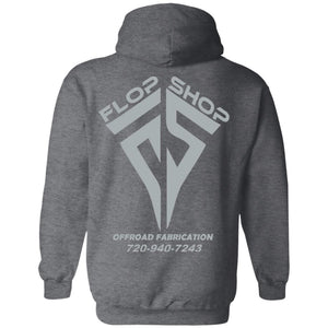 Flop Shop gray logo 2-sided print G185 Gildan Pullover Hoodie 8 oz.