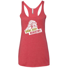 Gobi Jeep Registry white logo NL6733 Next Level Ladies' Triblend Racerback Tank