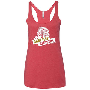 Gobi Jeep Registry white logo NL6733 Next Level Ladies' Triblend Racerback Tank