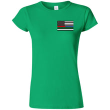 Unity Flag front & Jeeps Against Veteran Suicide back G640L Gildan Softstyle Ladies' T-Shirt