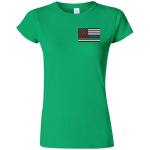 Unity Flag front & Jeeps Against Veteran Suicide back G640L Gildan Softstyle Ladies' T-Shirt