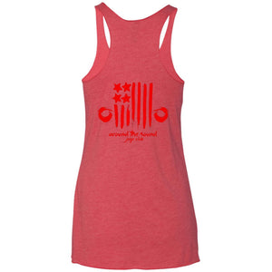 ASJC 2-sided print with Freedom flag on back NL6733 Next Level Ladies' Triblend Racerback Tank