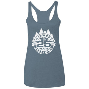 MWJT-25-years white logo NL6733 Ladies' Triblend Racerback Tank