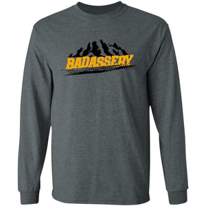 John's 4x4 BADASSERY Mountains 2-sided print G240 Gildan LS Ultra Cotton T-Shirt
