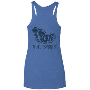 Yeti Motorsports blue logo 2-sided print NL6733 Next Level Ladies' Triblend Racerback Tank
