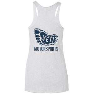 Yeti Motorsports blue logo 2-sided print NL6733 Next Level Ladies' Triblend Racerback Tank