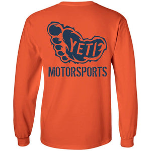 Yeti Motorsports blue logo 2-sided print G240 Gildan LS Ultra Cotton T-Shirt