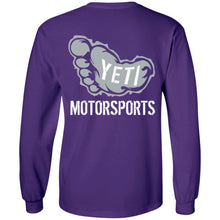 Yeti Motorsports logo 2-sided print G240B Gildan Youth LS T-Shirt