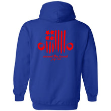 ASJC 2-sided print with Freedom flag on back G185 Gildan Pullover Hoodie 8 oz.