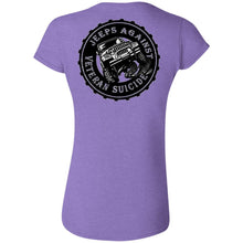 Unity Flag front & Jeeps Against Veteran Suicide back G640L Gildan Softstyle Ladies' T-Shirt