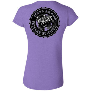 Unity Flag front & Jeeps Against Veteran Suicide back G640L Gildan Softstyle Ladies' T-Shirt