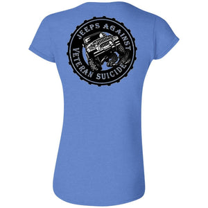 Unity Flag front & Jeeps Against Veteran Suicide back G640L Gildan Softstyle Ladies' T-Shirt