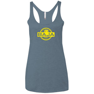 BAJA yellow logo NL6733 Next Level Ladies' Triblend Racerback Tank