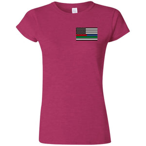 Unity Flag front & Jeeps Against Veteran Suicide back G640L Gildan Softstyle Ladies' T-Shirt