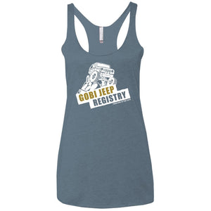 Gobi Jeep Registry white logo NL6733 Next Level Ladies' Triblend Racerback Tank