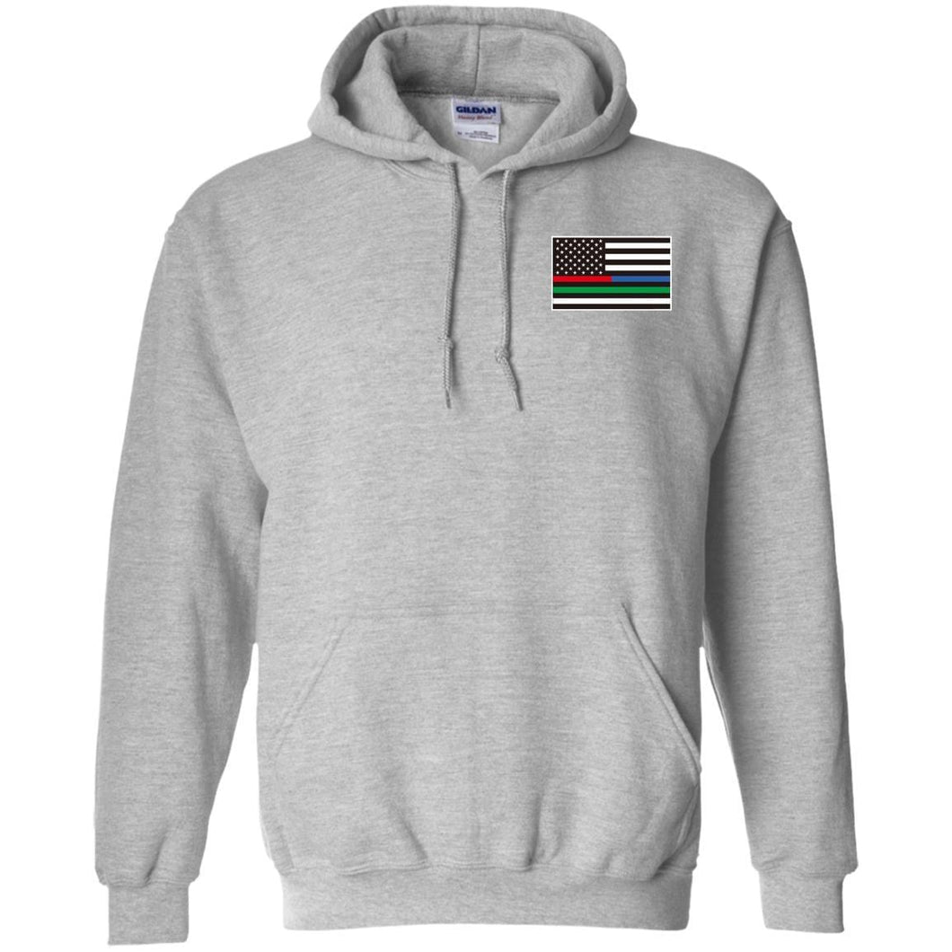 Unity Flag front, Jeeps Against Veteran Suicide back G185 Gildan Pullover Hoodie 8 oz.