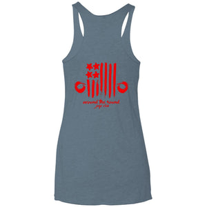 ASJC 2-sided print with Freedom flag on back NL6733 Next Level Ladies' Triblend Racerback Tank