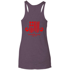 ASJC 2-sided print with Freedom flag on back NL6733 Next Level Ladies' Triblend Racerback Tank