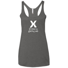 Sparky's Offroad white logo NL6733 Next Level Ladies' Triblend Racerback Tank