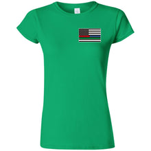 Unity Flag front, Jeeps Against Veteran Suicide back G640L Gildan Softstyle Ladies' T-Shirt