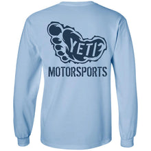 Yeti Motorsports blue logo 2-sided print G240 Gildan LS Ultra Cotton T-Shirt