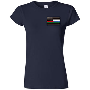 Unity Flag front, Jeeps Against Veteran Suicide back G640L Gildan Softstyle Ladies' T-Shirt