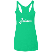 Jeep Alberta white logo NL6733 Next Level Ladies' Triblend Racerback Tank