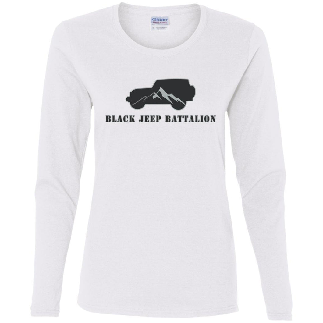 Black Jeep Battalion G540L Gildan Ladies' Cotton LS T-Shirt