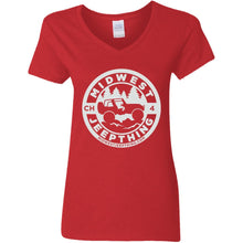 MWJT CH white logo G500VL Ladies' 5.3 oz. V-Neck T-Shirt