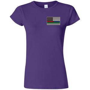 Unity Flag front, Jeeps Against Veteran Suicide back G640L Gildan Softstyle Ladies' T-Shirt