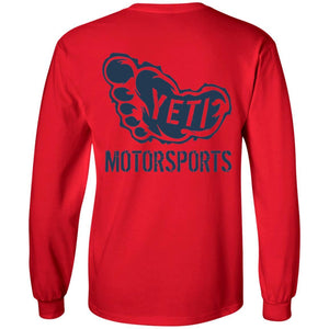 Yeti Motorsports blue logo 2-sided print G240B Gildan Youth LS T-Shirt