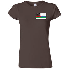 Unity Flag front, Jeeps Against Veteran Suicide back G640L Gildan Softstyle Ladies' T-Shirt