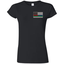 Unity Flag front, Jeeps Against Veteran Suicide back G640L Gildan Softstyle Ladies' T-Shirt