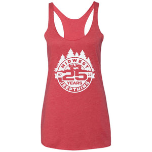 MWJT-25-years white logo NL6733 Ladies' Triblend Racerback Tank