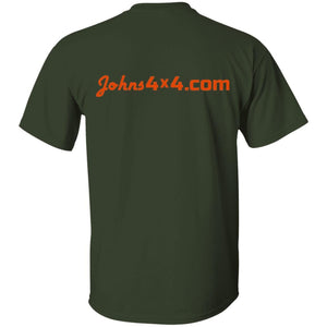 John's 4x4 tread print logo 2-sided print G500 5.3 oz. T-Shirt